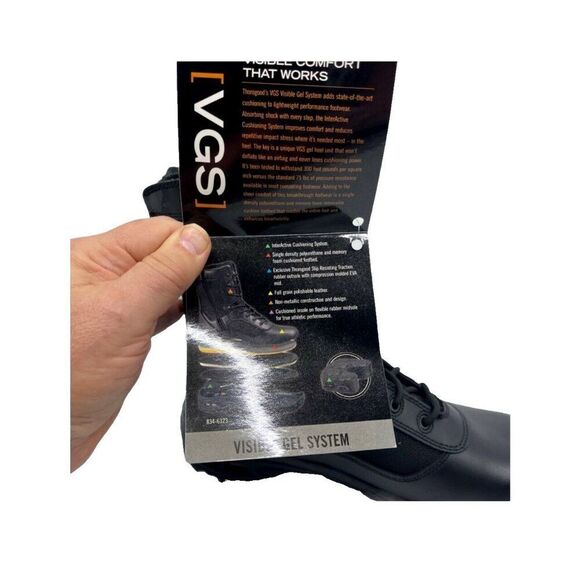 Thorogood Mens 8" Stealth Combat Boots Black Leather Side Zip Lace Up 12 M New - Picture 6 of 12